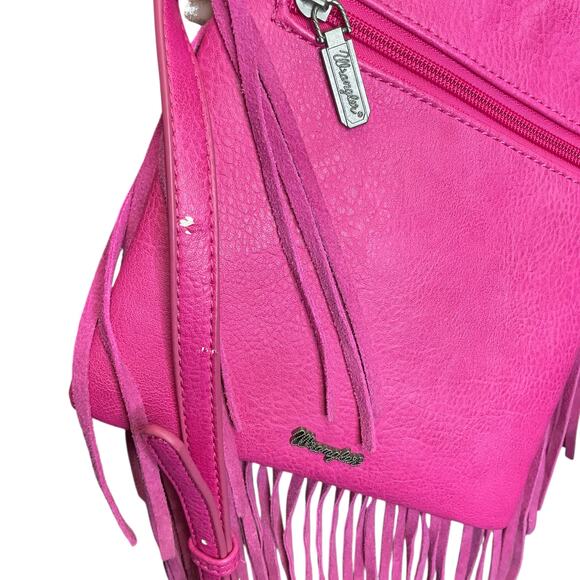 EUC Montana West Wrangler Hot Pink Denim Fringe Crossbody Bag - Picture 5 of 9